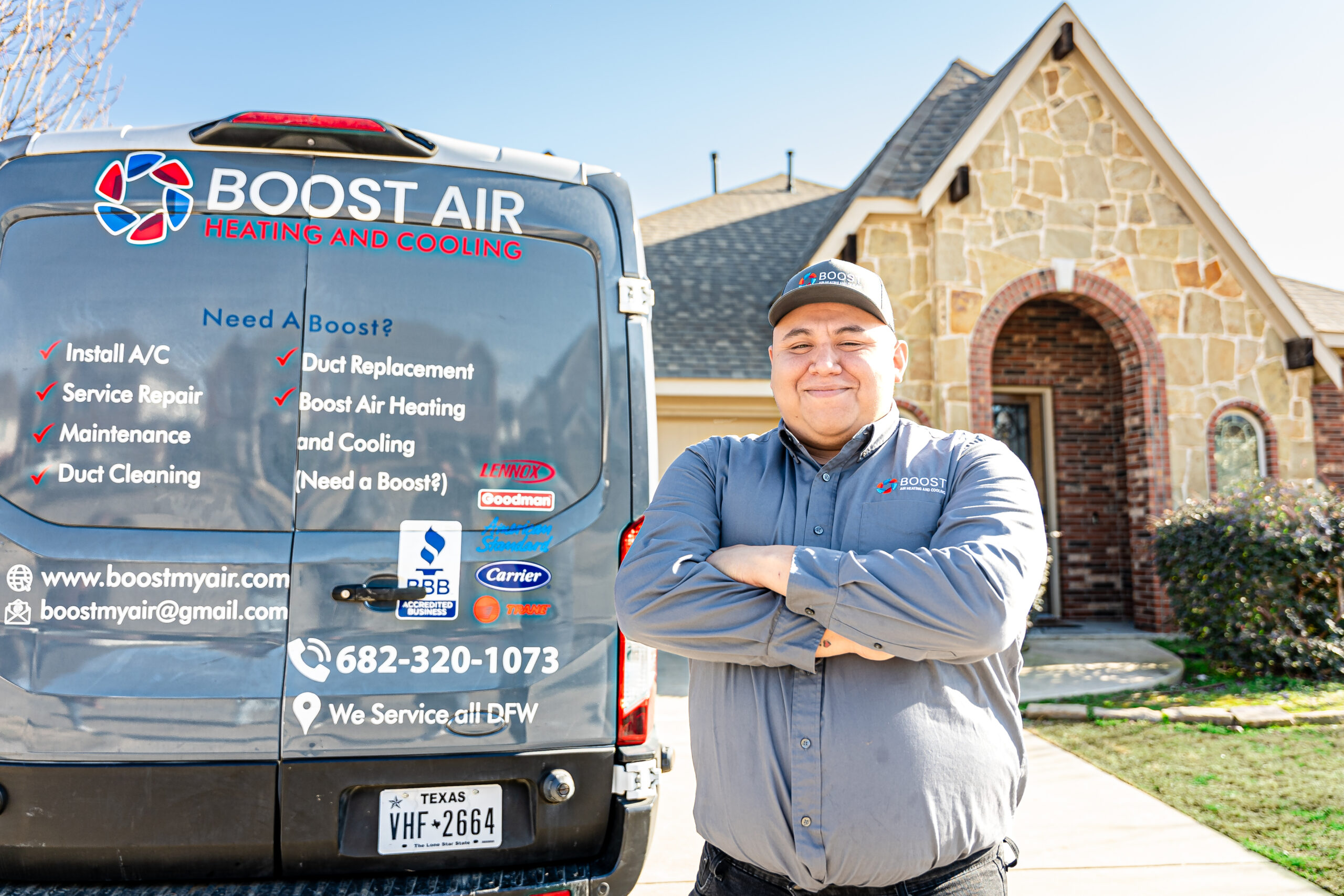 Boost Air And Plumbing service van at a customer home