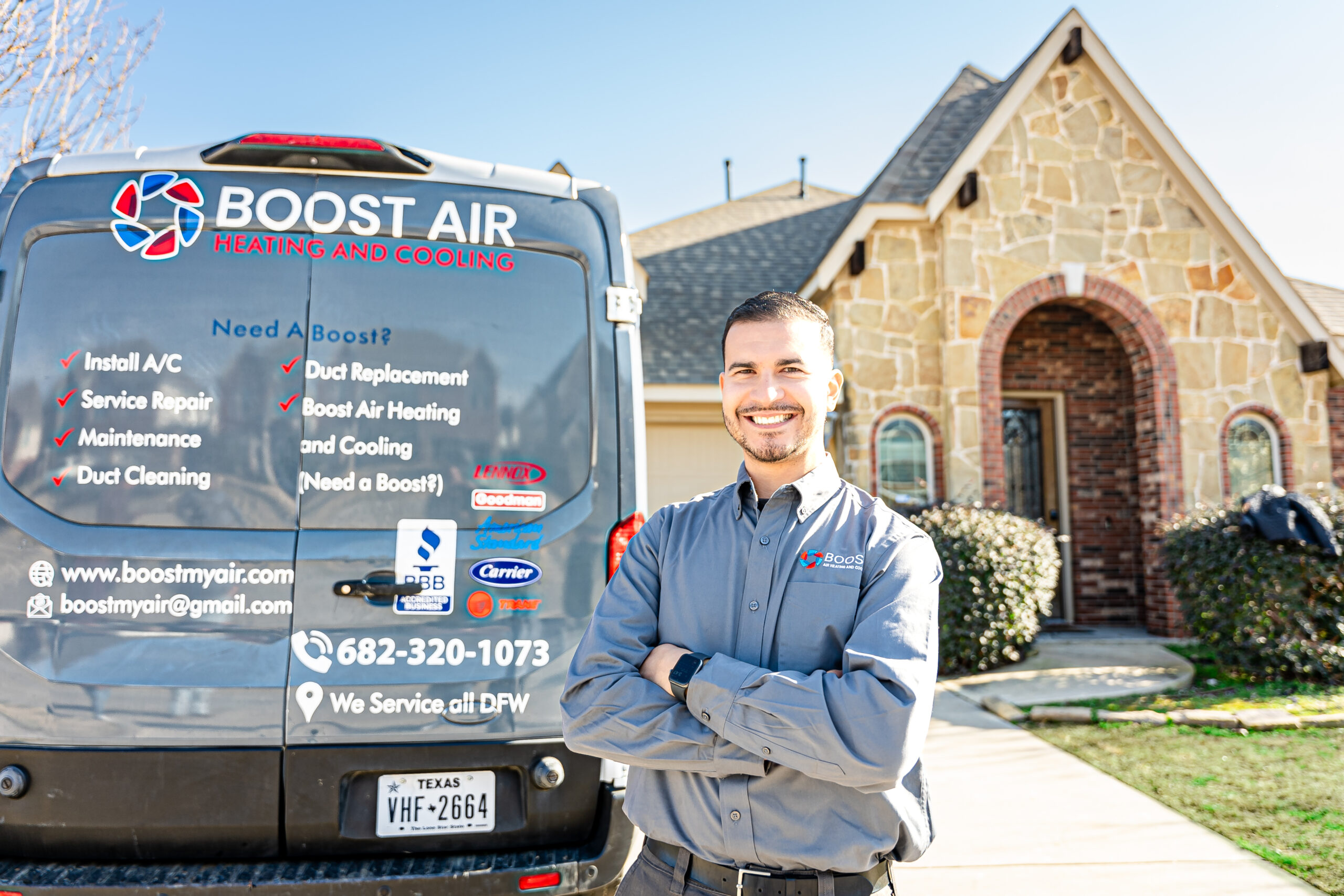 Boost Air And Plumbing fleet vehicle serving the DFW Metroplex