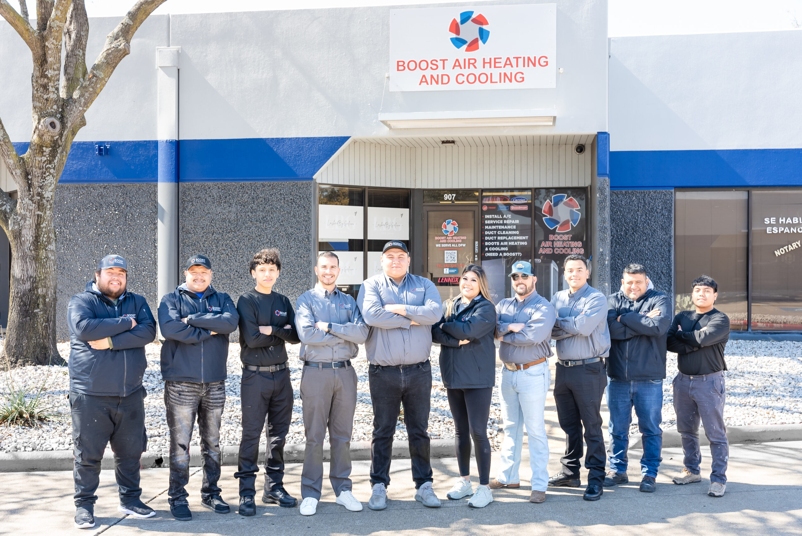 Boost Air And Plumbing crew at the shop